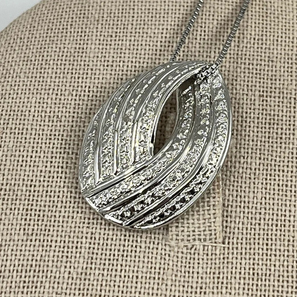 Vintage Technibond Platinum Over Sterling Silver Pendant Necklace - 18" - Picture 1 of 16